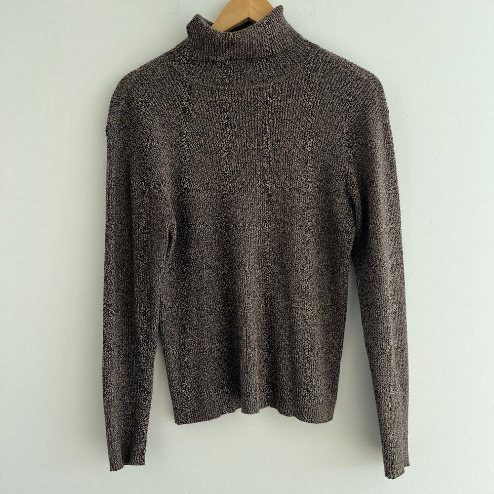 Izod Club 90s Y2K 100% Cotton Ribbed Turtleneck Brown Dark Academia Preppy L